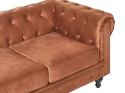 Sofasæt 4 personers CHESTERFIELD Velour Guldbrun