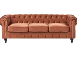 Sofasæt 4 personers CHESTERFIELD Velour Guldbrun