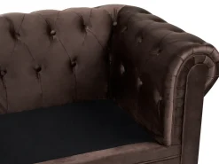Sofasæt 4 personers CHESTERFIELD Velour Mørkebrun