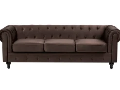 Sofasæt 4 personers CHESTERFIELD Velour Mørkebrun