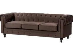 Sofasæt 4 personers CHESTERFIELD Velour Mørkebrun