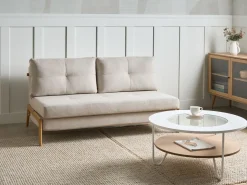 Sofasæt 3 personers EDLAND Lys Beige med puf