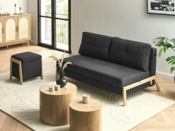 Sofasæt 3 personers EDLAND Sort med puf