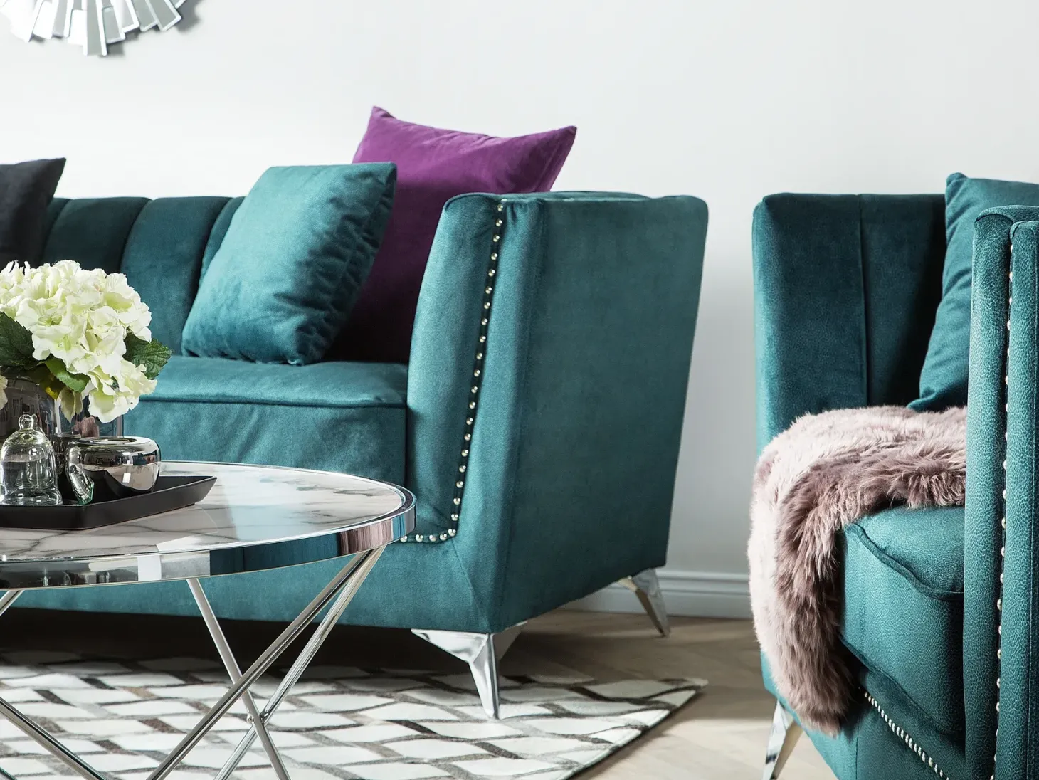 Sofasæt 5 personers GAULA Velour Blågrøn