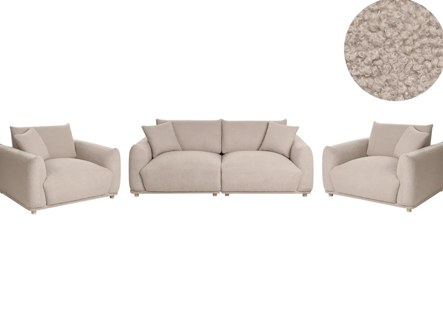 Sofasæt 5 personers JUBEK Boucle Beige