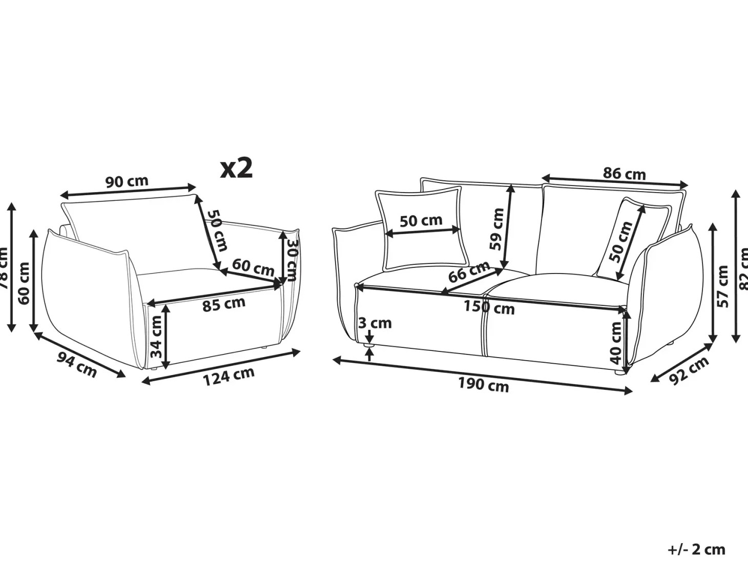 Sofasæt 5 personers KUNES Lys Beige