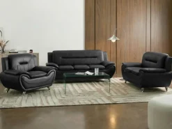 Sofasæt 6 personers LEIRA Kunstlæder Sort
