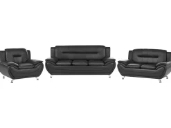 Sofasæt 6 personers LEIRA Kunstlæder Sort