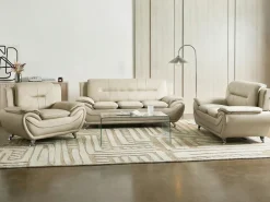 Sofasæt 6 personers LEIRA Kunstlæder Beige