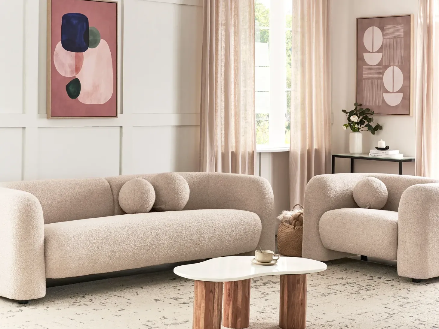 Sofasæt 4 personers LEIREN Boucle Beige