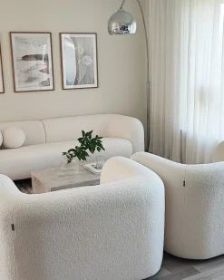 Sofasæt 5 personers LEIREN Boucle Hvid