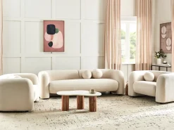 Sofasæt 5 personers LEIREN Velour Cremehvid
