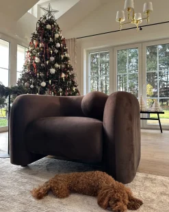 Sofasæt 4 personers LEIREN Velour Mørkebrun