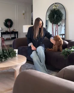 Sofasæt 4 personers LEIREN Velour Mørkebrun