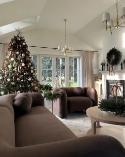Sofasæt 4 personers LEIREN Velour Mørkebrun