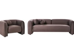 Sofasæt 4 personers LEIREN Velour Mørkebrun
