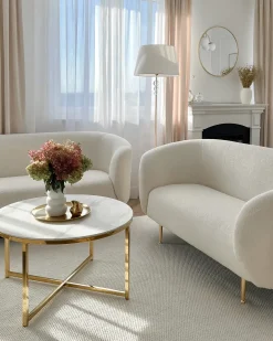 Sofasæt 6 personers LOEN Boucle Hvid