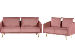 Sofasæt 5 personers MAURA Velour Lyserød