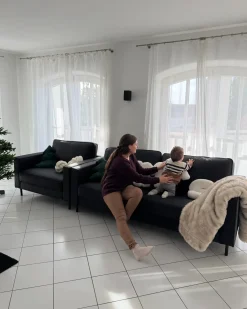 Sofasæt 4 personers SAVALEN Ægte læder Sort