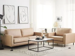 Sofasæt 4 personers SAVALEN Kunstlæder Beige