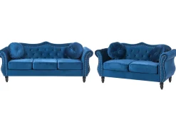 Sofasæt 5 personers SKIEN Velour Navy Blå