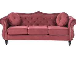 Sofasæt 5 personers SKIEN Velour Mørkerød