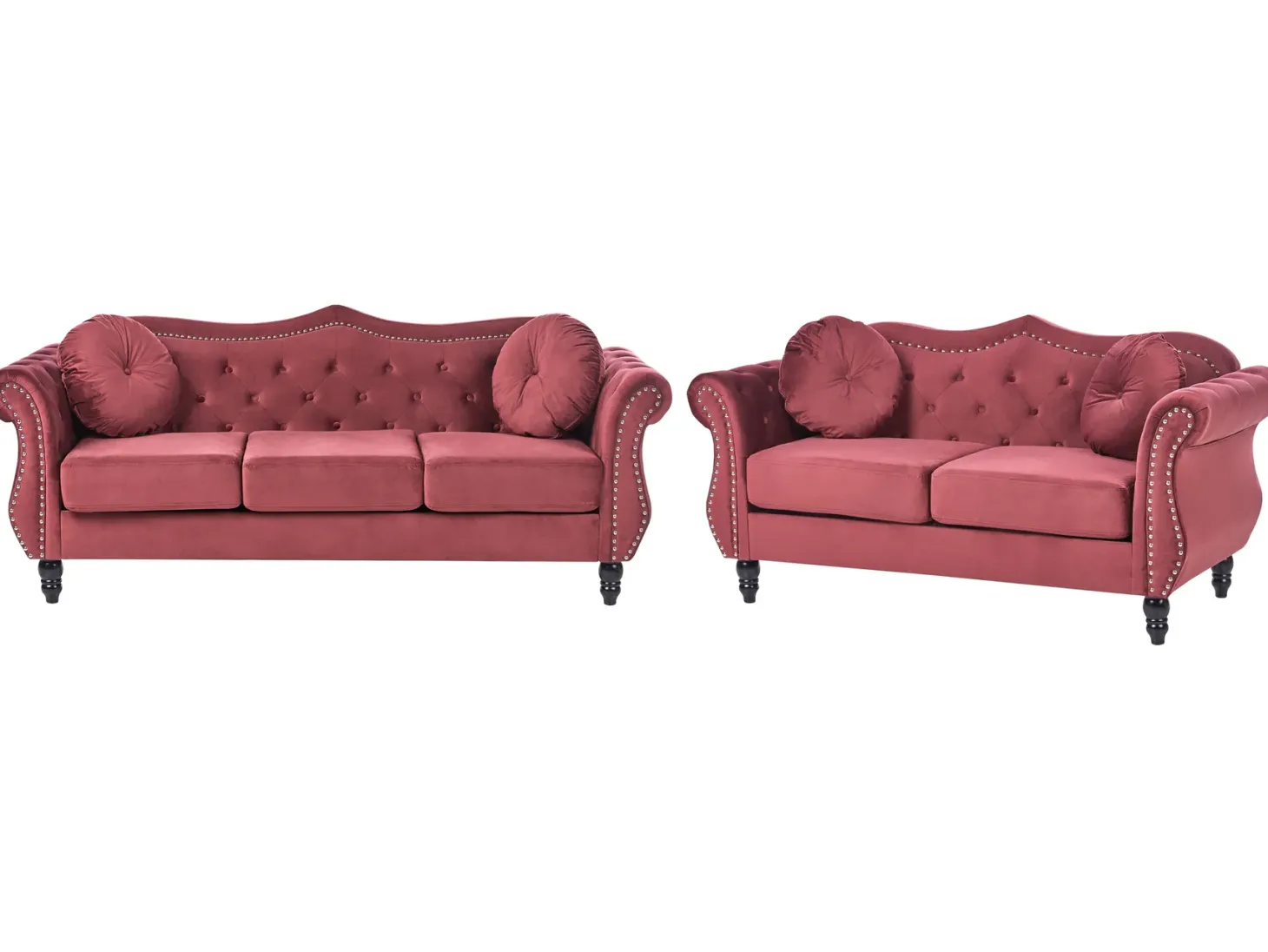 Sofasæt 5 personers SKIEN Velour Mørkerød