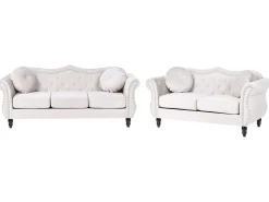 Sofasæt 5 personers SKIEN Velour Lys Beige