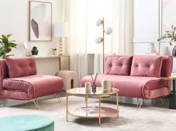 Sofasæt 3 personers VESTFOLD Velour Lyserød