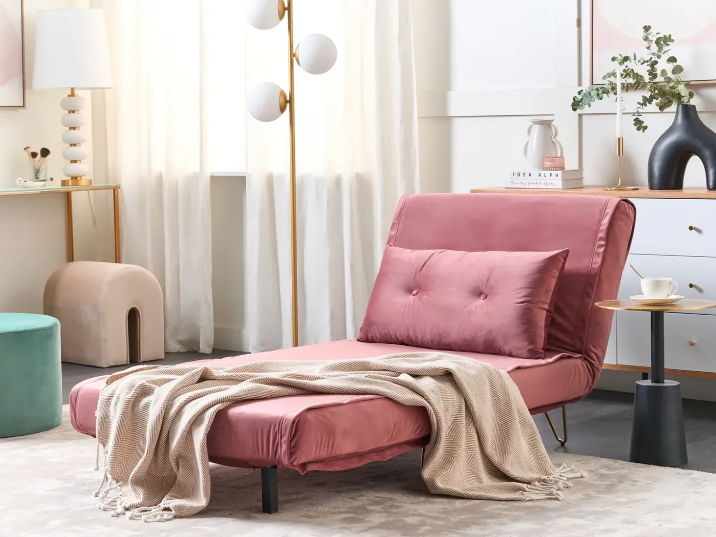 Sofasæt 3 personers VESTFOLD Velour Lyserød