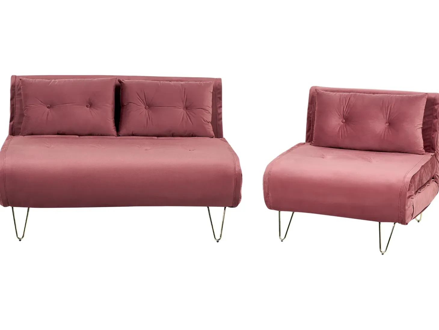 Sofasæt 3 personers VESTFOLD Velour Lyserød