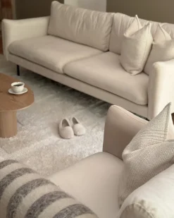 Sofasæt 5 personers VINTERBRO Velour Lys Beige med fodskammel