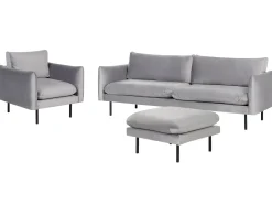 Sofasæt 5 personers VINTERBRO Velour Grå med fodskammel