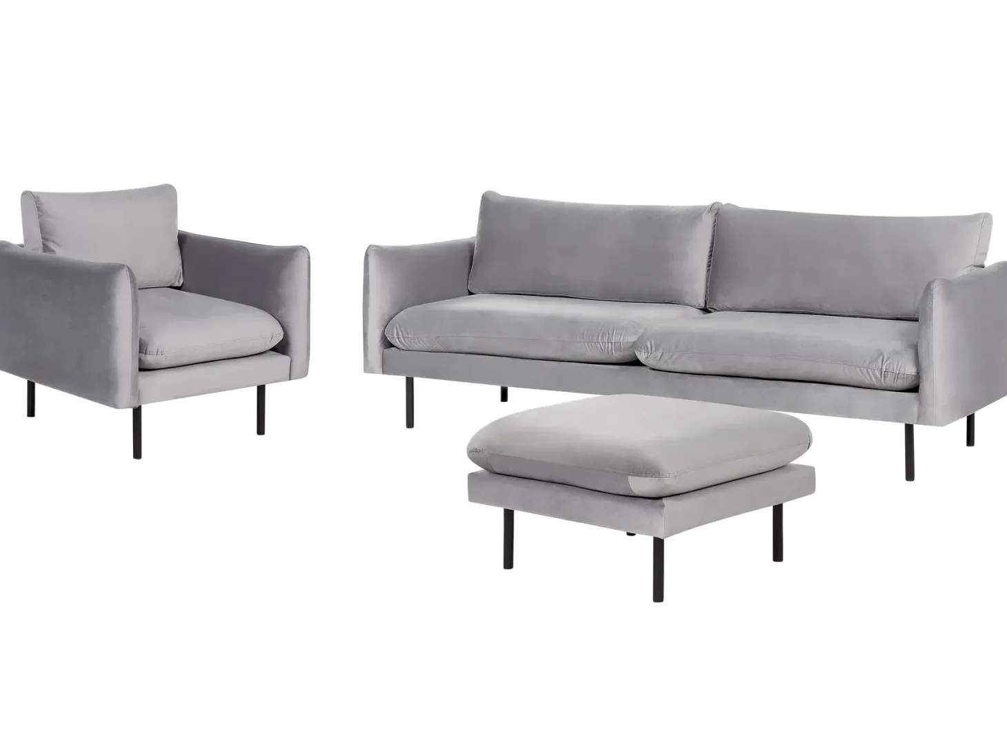 Sofasæt 5 personers VINTERBRO Velour Grå med fodskammel