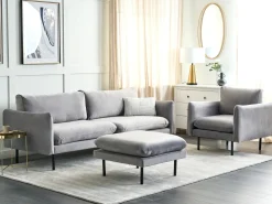 Sofasæt 5 personers VINTERBRO Velour Grå med fodskammel