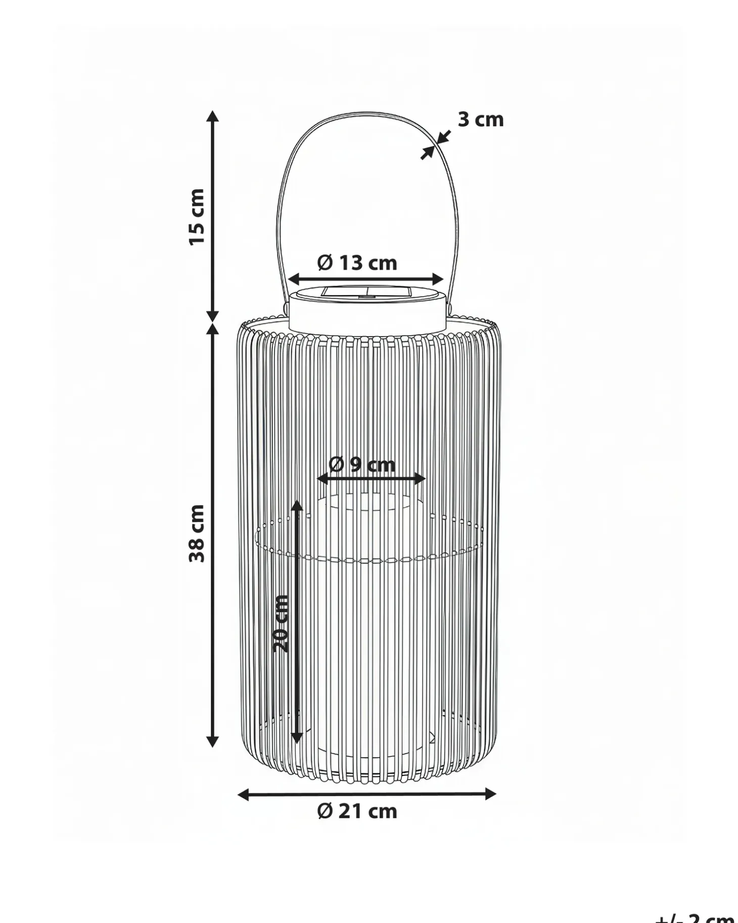 Solcelledrevet lanterne MACHILI 53 cm Brun