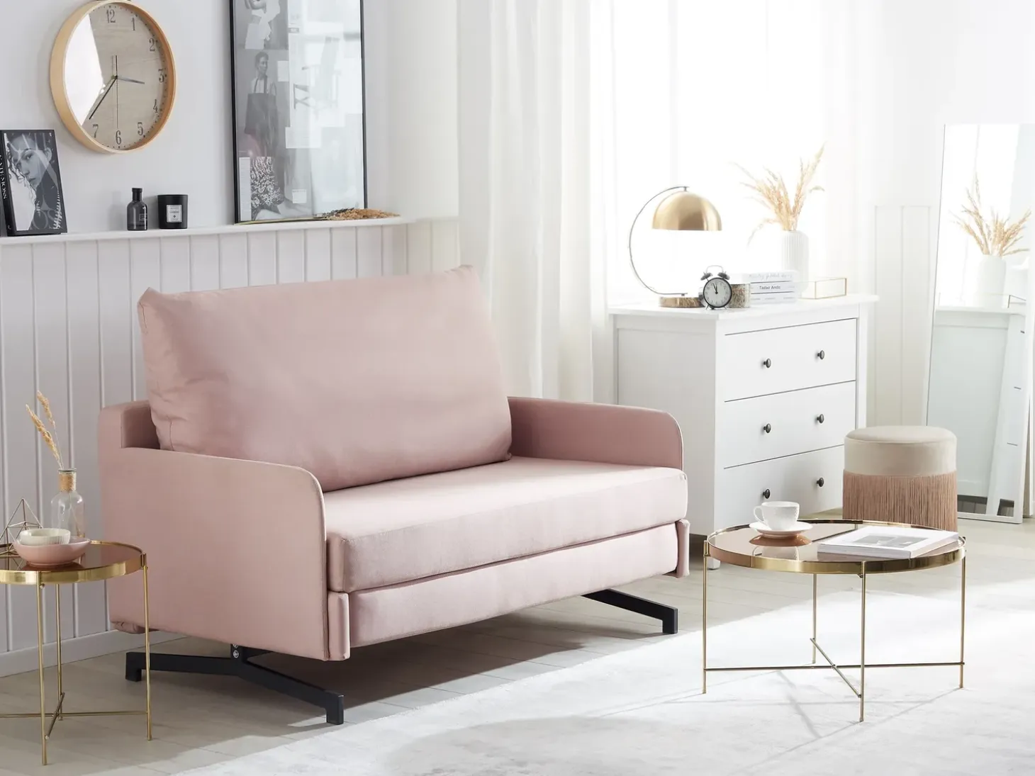Sovesofa 2 personers BELFAST Lyserød