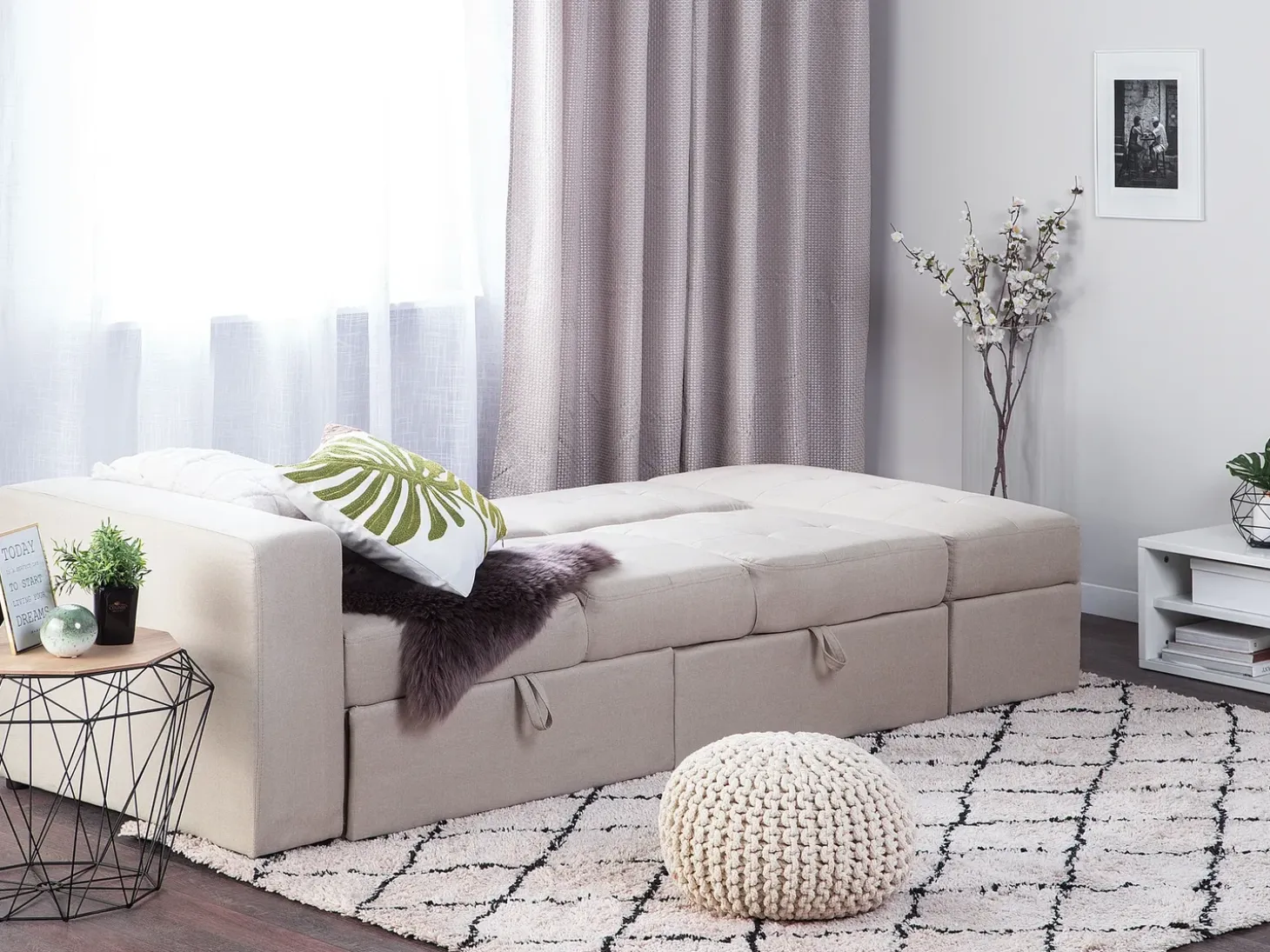 Sovesofa 3 personers FALSTER Beige med opbevaring