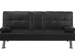 Sovesofa 3 personers ROXEN Kunstlæder Sort