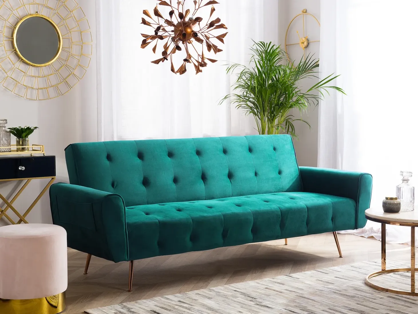 Sovesofa 3 personers SELNES Velour Smaragdgrøn