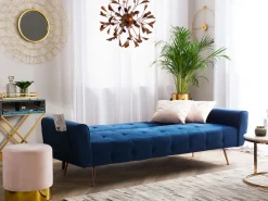 Sovesofa 3 personers SELNES Velour Navy Blå