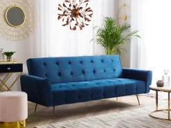 Sovesofa 3 personers SELNES Velour Navy Blå