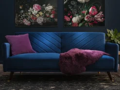 Sovesofa 3 personers SENJA Velour Navy Blå
