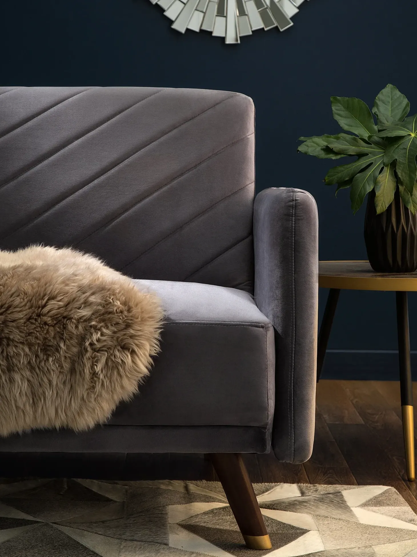 Sovesofa 3 personers SENJA Velour Grå