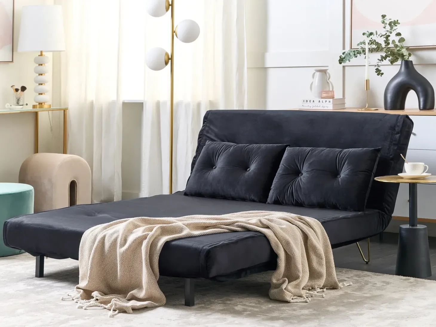 Sovesofa 2 personers VESTFOLD Velour Sort