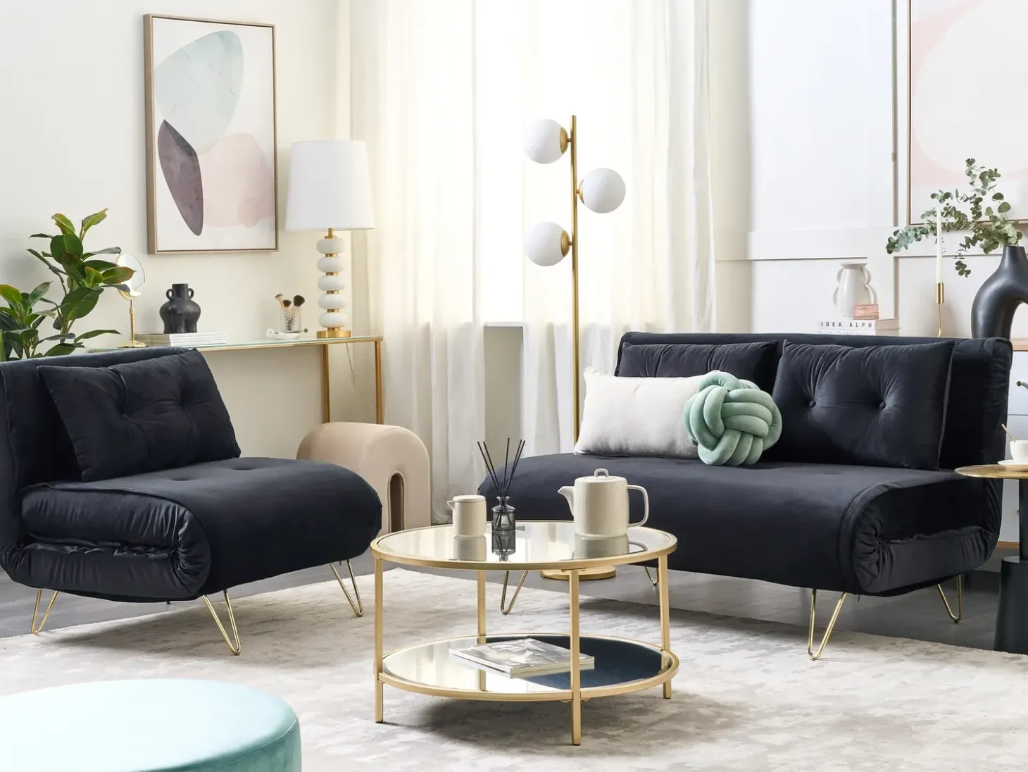 Sovesofa 2 personers VESTFOLD Velour Sort