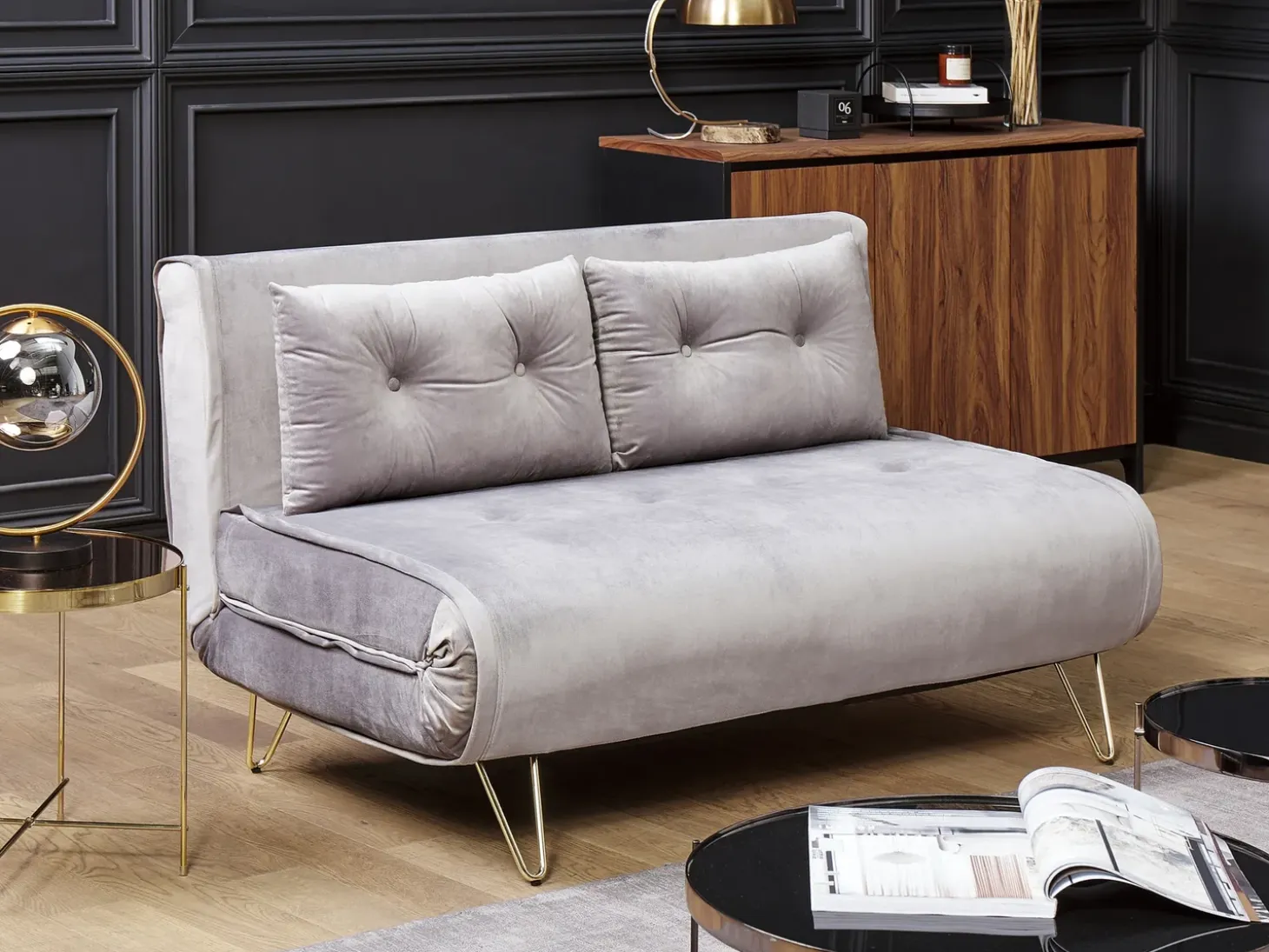 Sovesofa 2 personers VESTFOLD Velour Grå