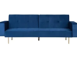Sovesofa 3 personers VISNES Velour Navy Blå