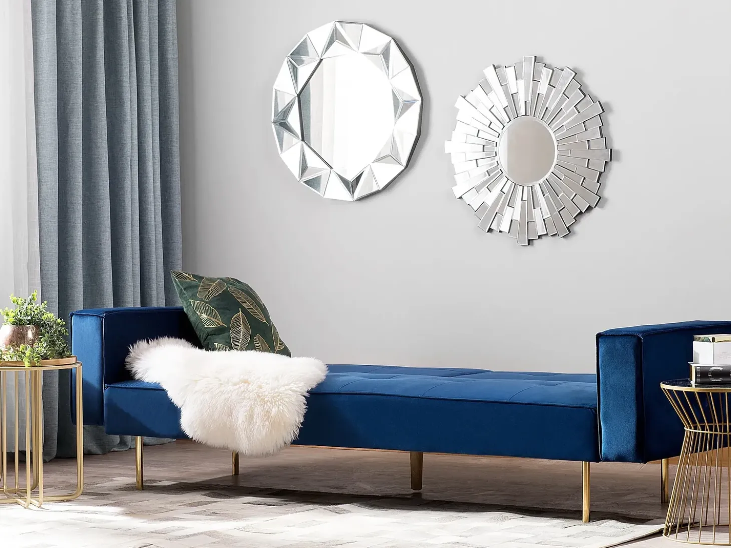 Sovesofa 3 personers VISNES Velour Navy Blå