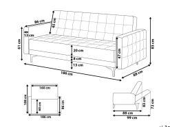 Sovesofa 3 personers ABERDEEN Cremehvid